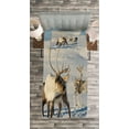 thumbnail image 3 of Ambesonne Winter Quilted Bedspread Set 2 Pcs, Reindeers Norway Caribou, Twin Size, Brown Ivory Blue, 3 of 3