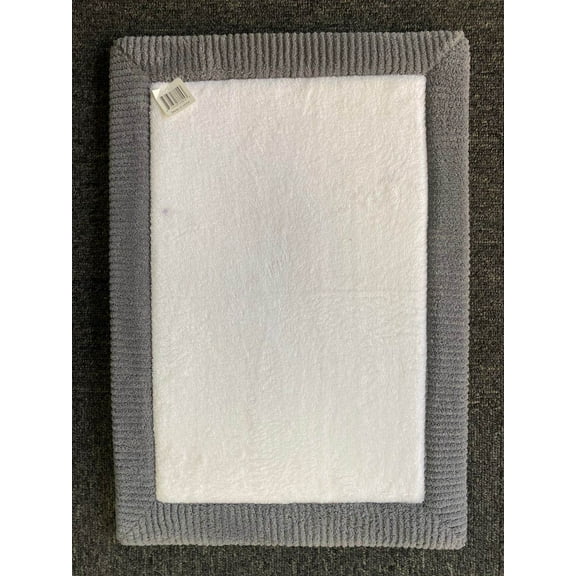 Memory Foam Bath Mat Soft Microfiber Bath Mat for Bathroom, Non Slip Water Absorbent Cozy Bathroom Rug Machine Washable Memory Foam Rug Quickly Drying Small Mat 15x23Inch(Gray white)