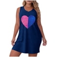 thumbnail image 2 of Blmnix Women's Nightgowns Sleep Tanks Valentine Cotton Nightgowns Sleep Shirt Blue Crew Neck Sleeveless Above-the-Knee Nightgowns for Women Plus Size,S, 2 of 6