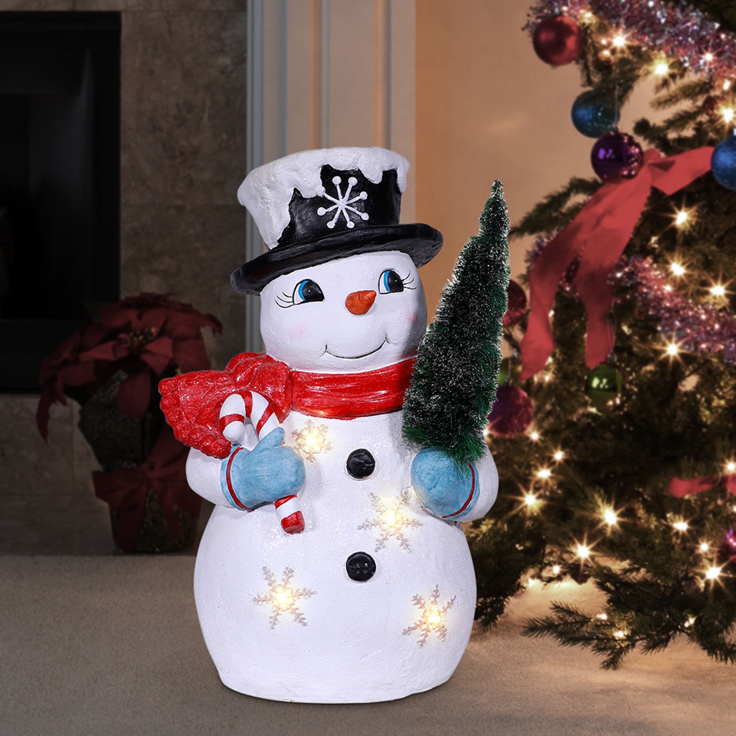 Alpine Corporation Tree Grabbing Snowman with LED Lights