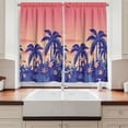 thumbnail image 2 of Ambesonne Hawaii Kitchen Curtains, Palm Tree Toucan Sunset Art, 55"x39", Coral Ceil Blue, 2 of 3