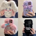 thumbnail image 2 of Funda de teléfono de felpa de dibujos animados 3D Sanrio Kuromi Cinnamoroll para iPhone 14 13 12 11 Pro Max Mini XR XS MAX 8X7 SE, funda trasera Y2k Girl Fivean unisex, 2 of 2
