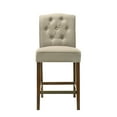 thumbnail image 2 of Modern Fabric Counter Height Chair, Dining Chair with Button Tufted Back and Nailhead Trim, Accent Armless Chair with Wood Footrest for Dining Room Living Room Bedroom, Tan, 2 of 5