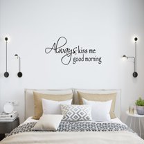 VWAQ Always Kiss Me Good Morning Vinyl Wall Decal Loving Home Decor Wall Quotes (10"H x 22"W Black)
