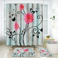 thumbnail image 6 of 4 Piece Shower Curtain Sets, Teal Daisies Butterfly with Non-Slip Rugs, Toilet Lid Cover and Bath Mat, for Bathroom Decor Set, 72" x 72", 6 of 6