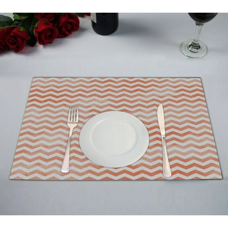 

ABPHQTO White Chevron Light Red Placemat 12x18 Inch Set of 2 Table Placemats
