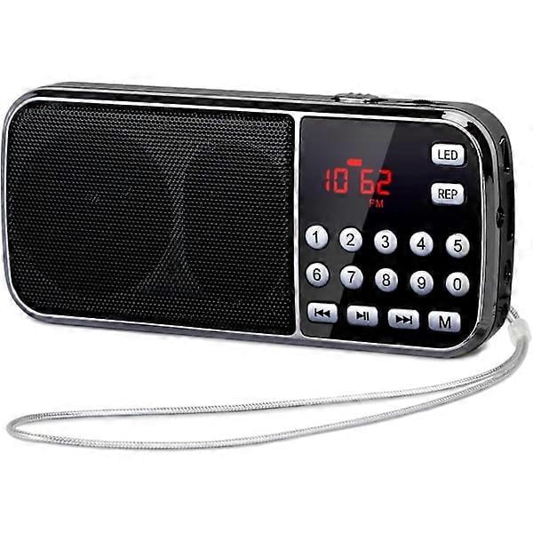 st Portable Radio, 3W FM Radio 600mAh with Dual Speakers, LED Flashlight, Rechargeable Battery, Suitable for MP3, AUX, USB, TF