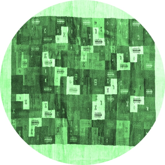 Ahgly Company Indoor Round Solid Emerald Green Modern Area Rugs, 7' Round