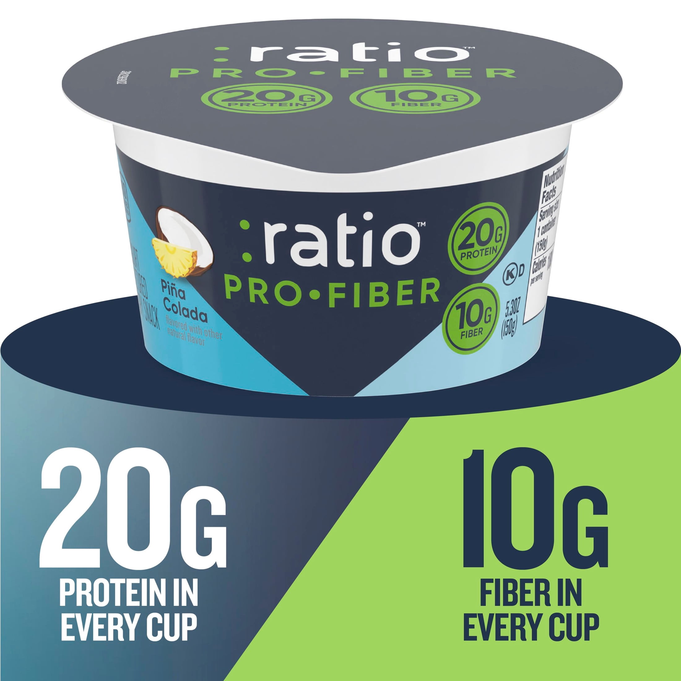 Ratio Pro-Fiber Yogurt Cultured Dairy Snack Cup, Pina Colada, 5.3 oz