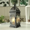 thumbnail image 1 of Farol de vela decorativo de 38 cm de alto, farolillos de metal para velas, estilo vintage, para colgar en interiores y exteriores, eventos, fiestas, bodas (negro), 1 of 4