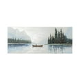 thumbnail image 2 of Mercana Solitude 72X30 Canoe On The Lake On Wood Oil Painting in White, 2 of 3