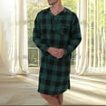 thumbnail image 5 of Mens Big and Tall Plaid Flannel Nightshirt Long Sleeve Nightgown Soft Loose Lightweight Henley Sleep Shirt Green XL, 5 of 8