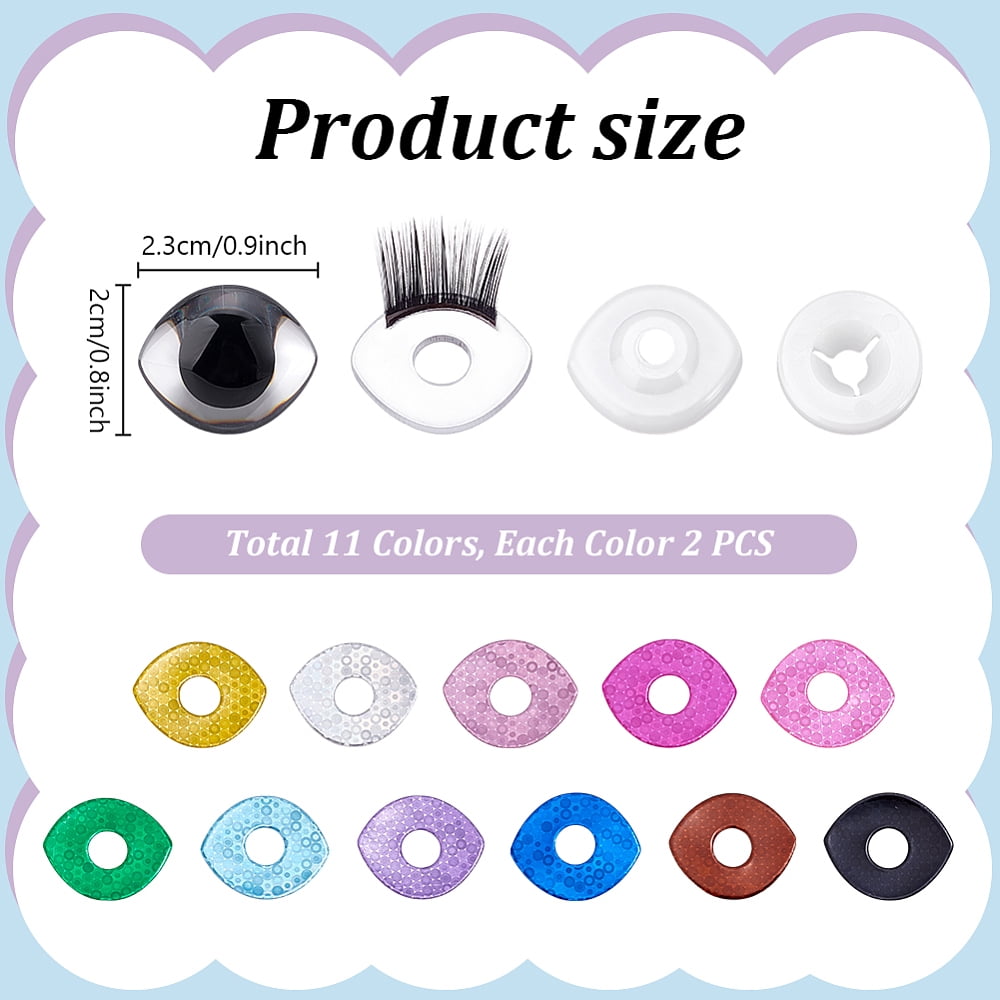 22 Bags 11 Colors Resin Safety Craft Eyes for Making Mixed Color 20x23mm 2 bags/color