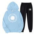 thumbnail image 1 of Gibobby Conjunto de sudadera y pantalones Conjunto de pantalones y sudadera con capucha de felpa informal deportivo con estampado de girasol de color sólido a(Azul claro,CH), 1 of 2