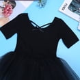 thumbnail image 5 of HULIJA Kids Girls Short Sleeves Cotton Tulle Skirted Ballet Leotards Tutu Dance Dress Ballerina Black L, 5 of 7