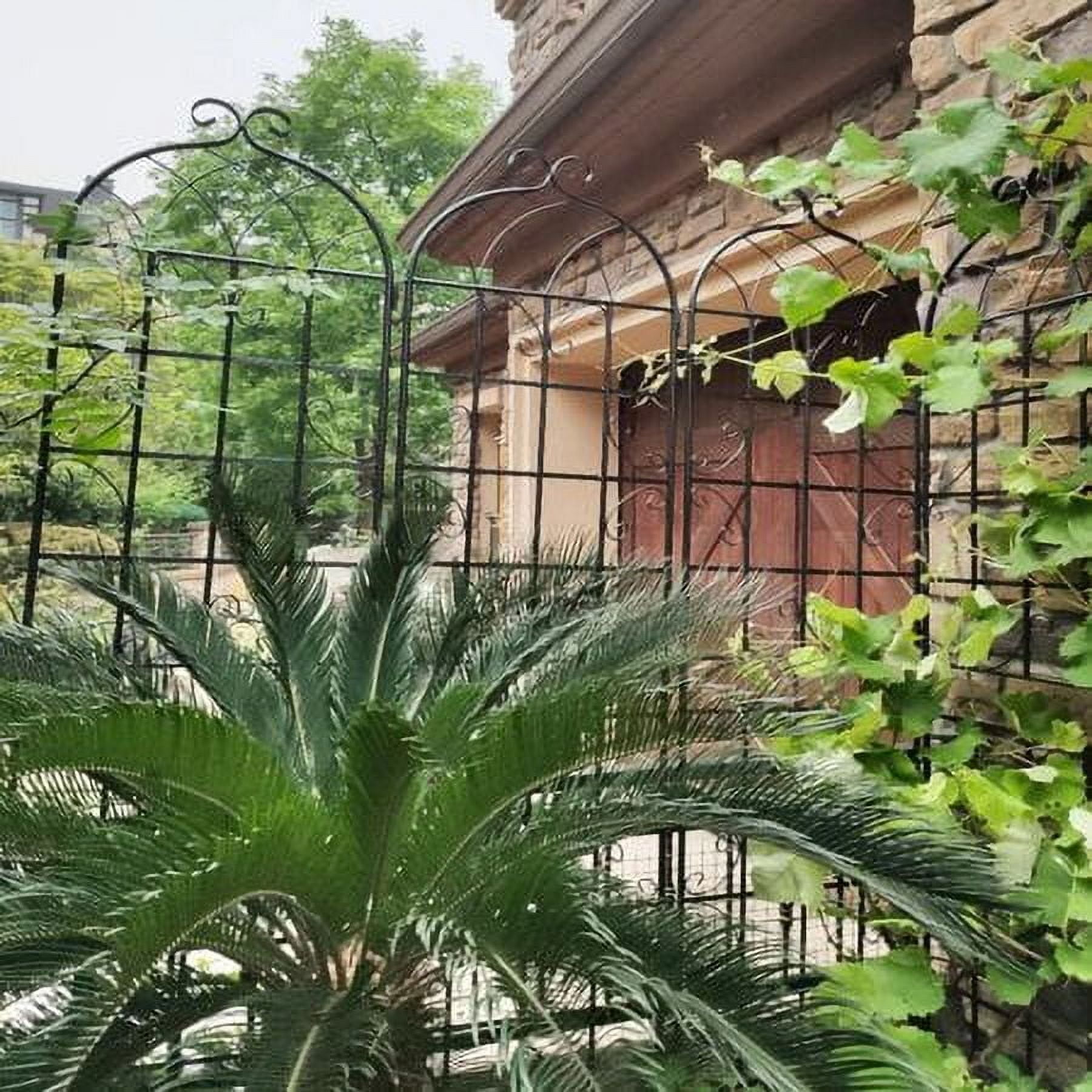 4 Pack 86.7"H x 19.7"W Black Garden Trellis for Climbing Plant Rustproof Iron Plant Support Patio Flower Metal Trelli Wire Lattices Grid Panels for Ivy Cucumbers Clematis Roses