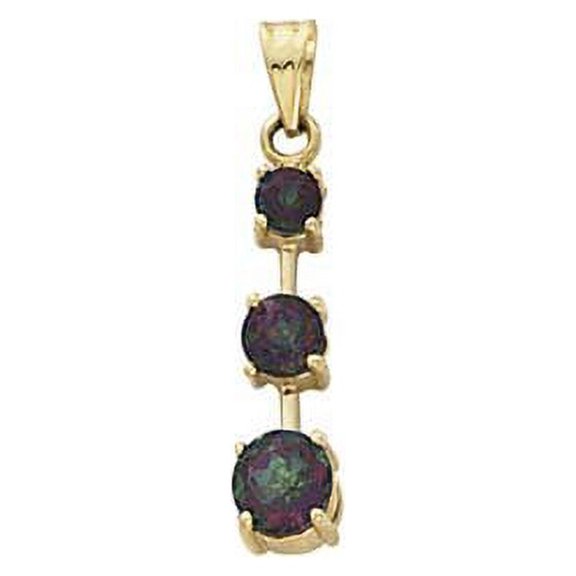 14k Yellow Gold Stacked Mystic Topaz Drop Pendant