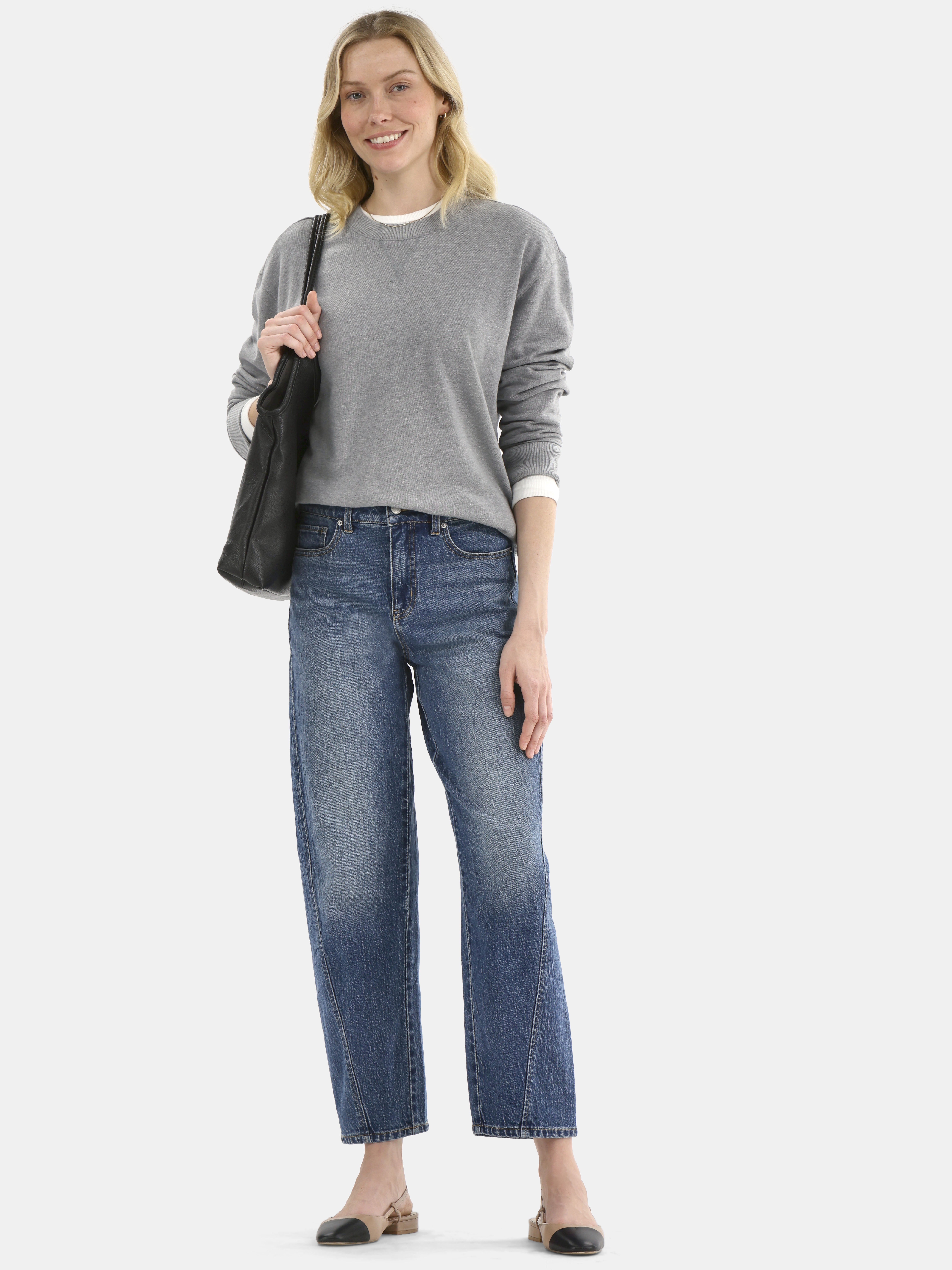 Time and Tru Women's and Women's Plus Crewneck Sweatshirt with Long Sleeves, Sizes XS-4X