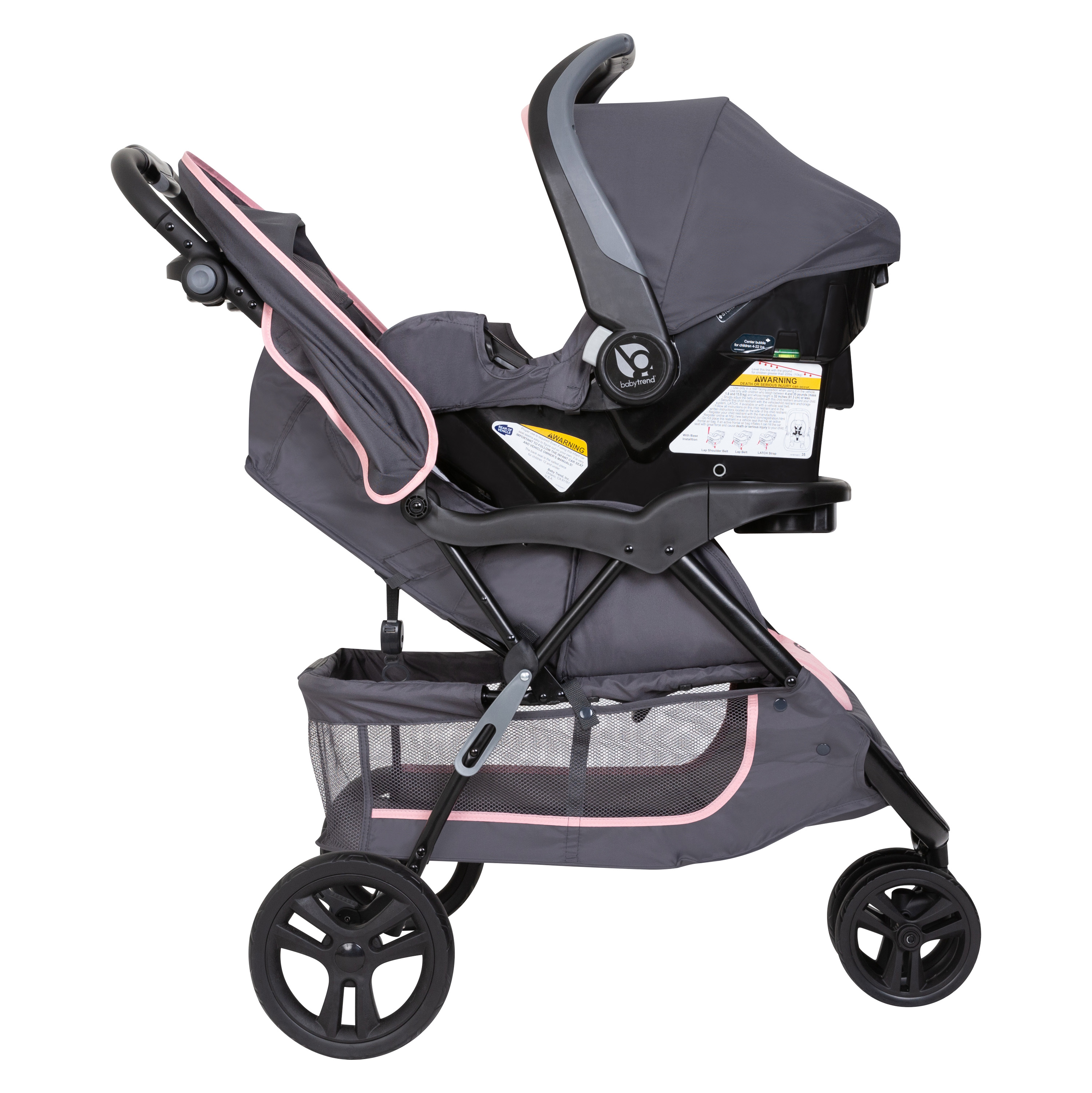 Baby Trend EZ Ride Travel System Stroller, Two Toned Flamingo Pink - image 5 of 12