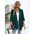 thumbnail image 4 of SHOWMALL Cardigans Légers Décontractés pour Femmes à devant Ouvert, Doux et Drapé, Manches 3/4, Taille US Moyenne, Vert Foncé, 4 of 13