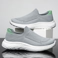 thumbnail image 6 of pwidon Men's Slip On Knit Walking Shoes Lightweight Cushioned Non Slip Casual Athletic Running Sneakers Gray 43, 6 of 6