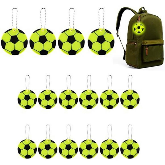 16 Pcs Reflector Safety Football Keyrings, Mini Soccer Pendant, Football Keychains Football Party Bag Fillers for Gift School Backpacks