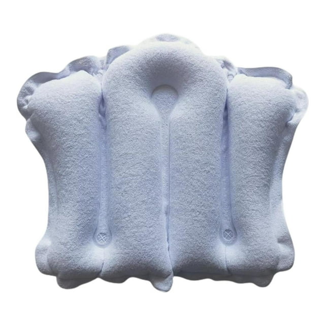 Almohada de baño inflable con soporte para el cuello, impermeable, antideslizante, cómoda, de secado rápido. Blanco