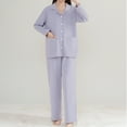 thumbnail image 5 of XuJwPNcy Pajama Sets for Women Two Piece Sleepwear Casual Lapel Long Sleeve Top and Pants Button Loungewear Sets with Pockets, 5 of 7