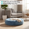 thumbnail image 2 of PetAmi Calming Dog Bed for Small & Medium Dogs and Cats, 23 Round Donut Dog Bed, Washable Fluffy Faux Fur Puppy & Cat Bed, Anti-Anxiety Plush Cuddler Pet Bed with Anti-Slip Bottom - Blue, 2 of 9