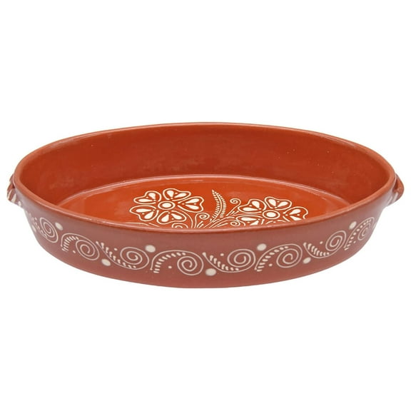 Portuguese Pottery Terracotta Clay Oval Baking Pan for Oven Casserole Made in Portugal