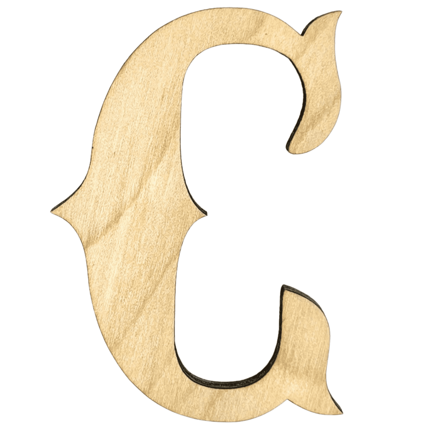 Krafty Supply 5" Tall Birch Plywood Letter C 1/4" Thick Western