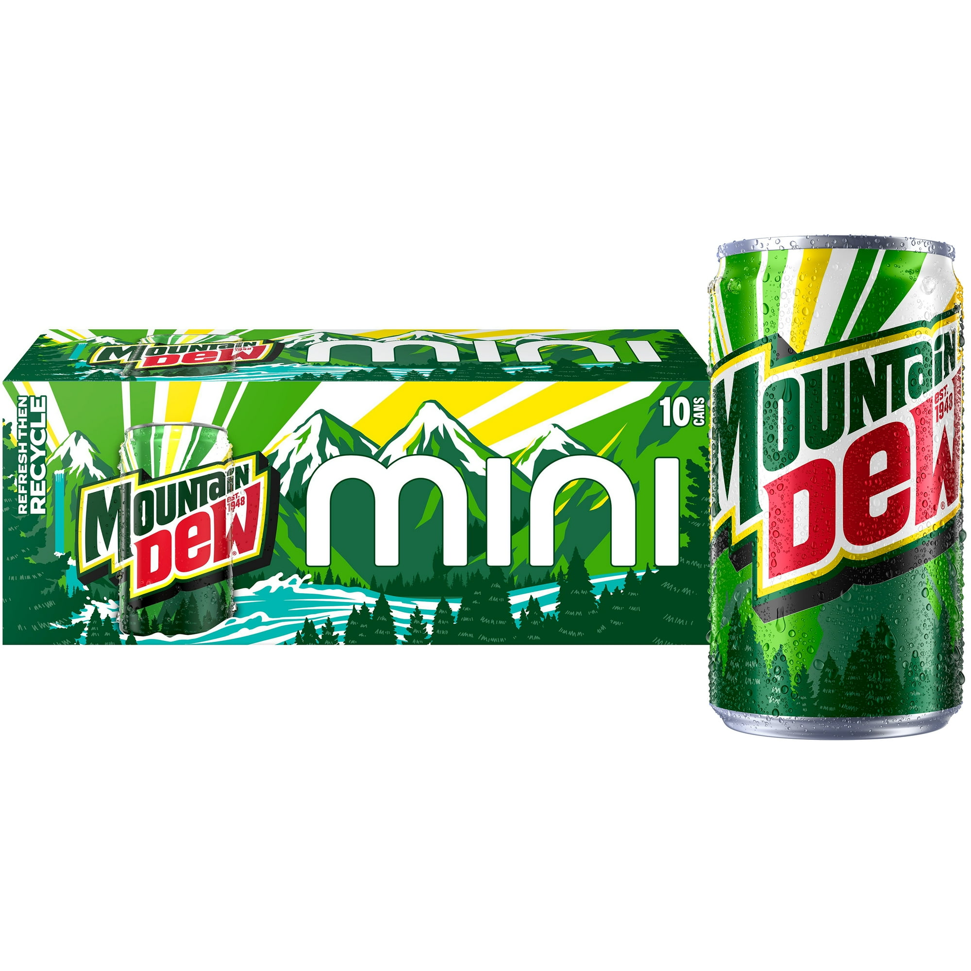PR Mountain Dew Citrus Soda Pop, 7.5 fl oz, 10 Pack Mini Cans