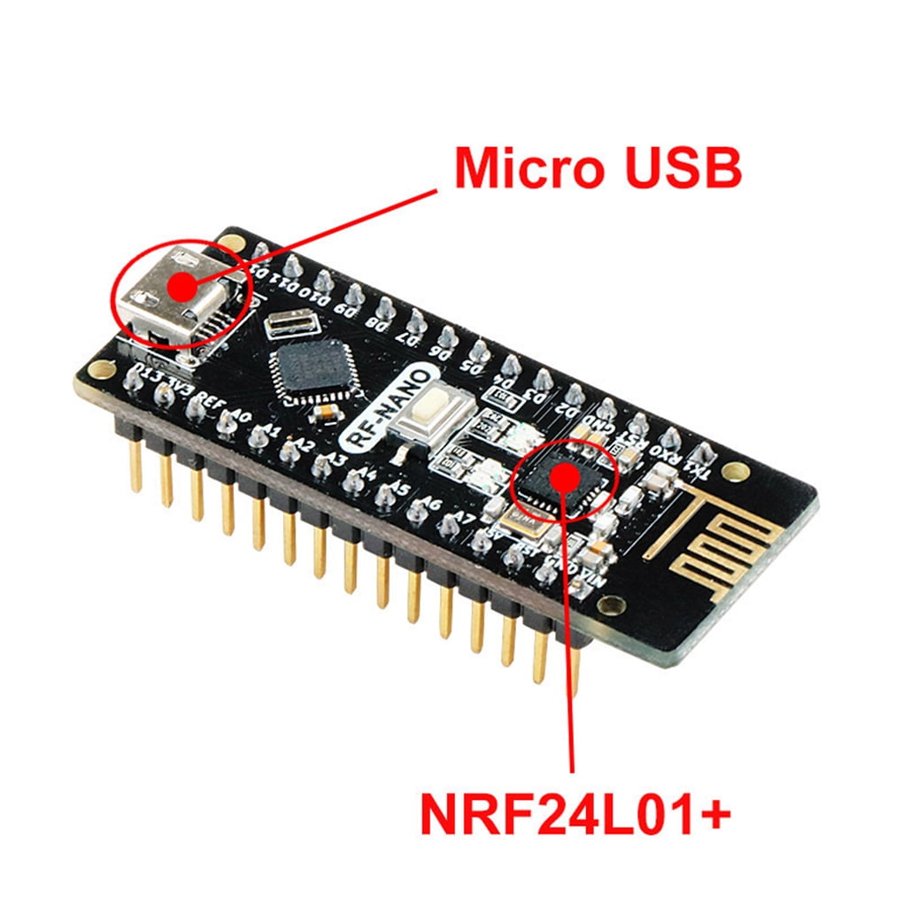Kesilian Circuit intégré IC RF-nano intégré nRF24L01 Module sans fil Micro USB Board Port Nano