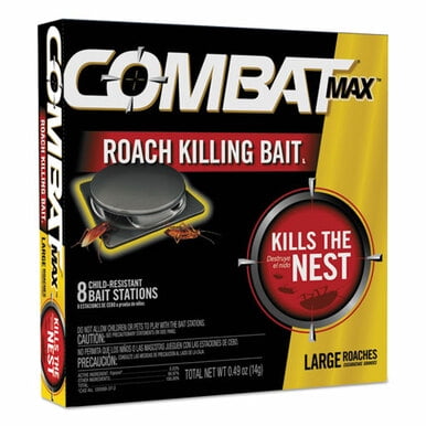 Combat Max Large Roach Killing Bait Stations, Child-resistant, 8 Count