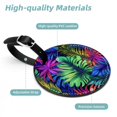 thumbnail image 4 of 2Pcs Leather Round Tropical Leaves Cruise Luggage Tag with Privacy Cover and Name ID Tag - Suitable for Travel Handbags Backpacks School Bags Luggage Tags, 4 of 7