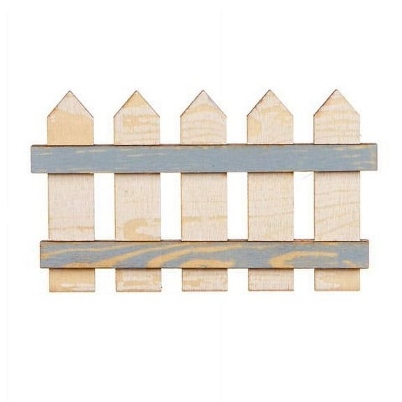 Painted Wood Shape - Layered Fence - Whitewash - 4 X 2.3125 Inches