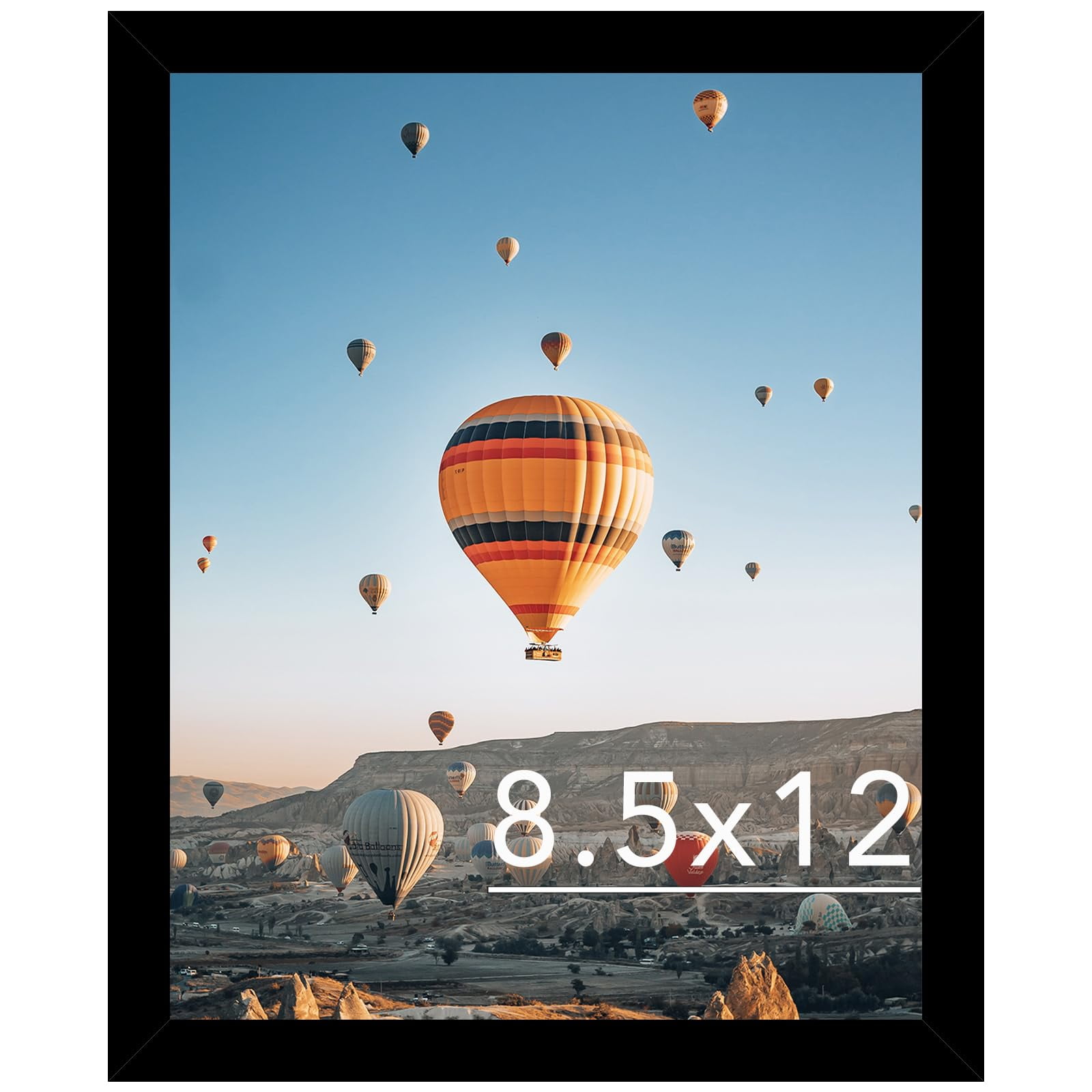8.5x12 Picture Frame Black for Wall Hanging or Tabletop, Wall Mounting Horizontally or Vertically, 8.5 x 12 Wall Gallery Poster Photo Frame with Shatter Resistant Plexiglass, Black