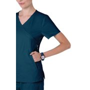Koi lite women's philosophy mock wrap side zipper solid scrub top