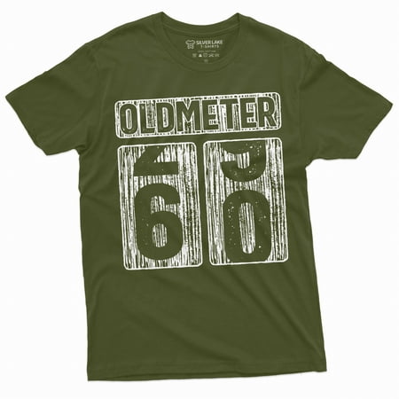 Men s 60th Birthday celebration anniversary T-shirt Funny Tee Odometer age Dad Grandpa gift Tee shirt (3X-Large Military Green)