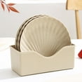 thumbnail image 4 of Wheat Straw Plates Set, 5Pcs Shell-Shape Lightweight Unbreakable Dinner Dishes Plates Set with Holder, for Home Kitchen Dining Decoration (Beige), 4 of 6