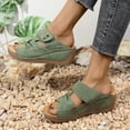 thumbnail image 4 of LOVZFMLL Wedge Sandals for Women 2025 Summer Fashion Casual Slip On Open Toe Chunky Sandals Outdoor Beach Vacation Comfort Walking Clogs Army Green 6.5, 4 of 8