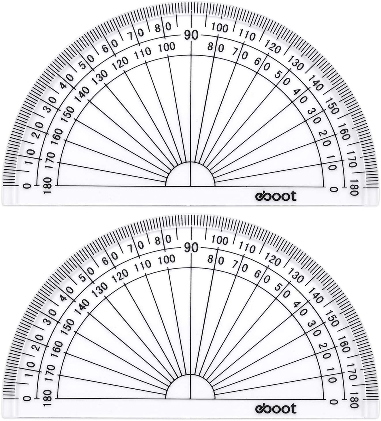 Clear, 20 Pack-4 Inches Math Protractors Plastic Protractor 180 Degrees 