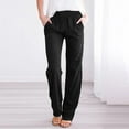 thumbnail image 4 of UYISJ Womens Trousers Elastic Mid Waist Pants with Pockets Casual Lightweight Straight Leg Solid Color Pants Lounge Loose Pants M, 4 of 6