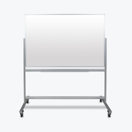 UPC: 0847210037187 | Luxor 60 W x 40 H Double-Sided Mobile Magnetic Glass Marker Board