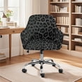 thumbnail image 2 of Xoenoiee Black Leopard Print Swivel Armchair Accent Dining Chair Cover for Office, Stretch Mid-Back Office Desk Chair Sliopcover Leisure Arm Chair Protector with Arms for Living Room, 2 of 7