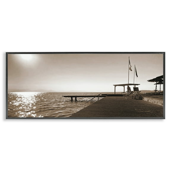 Stupell Industries On Deck Summer Scene Coastal Photography Black Framed Art Print Wall Art, 24 x 10