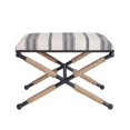 thumbnail image 3 of Linon Anna Campaign Accent Stool Metal Legs with Rope Detail in Black Stripe, 3 of 9