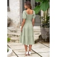 thumbnail image 4 of Vestido BerryGo Summer 2025, casual, midi fruncido, verde salvia, 4 of 7