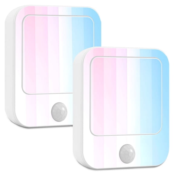 Yayeee LED Night Lights with Motion Detectors Auto Dusk to Dawn Light Sensors, 2 Pack, Light Blue Stripes