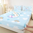 thumbnail image 4 of jejeloiu Kawaii Loves Monogrammed S Queen Sheet Sets For Kids,Rainbow Stars Initial Design Bed Set For Girls,4-Piece, 4 of 6